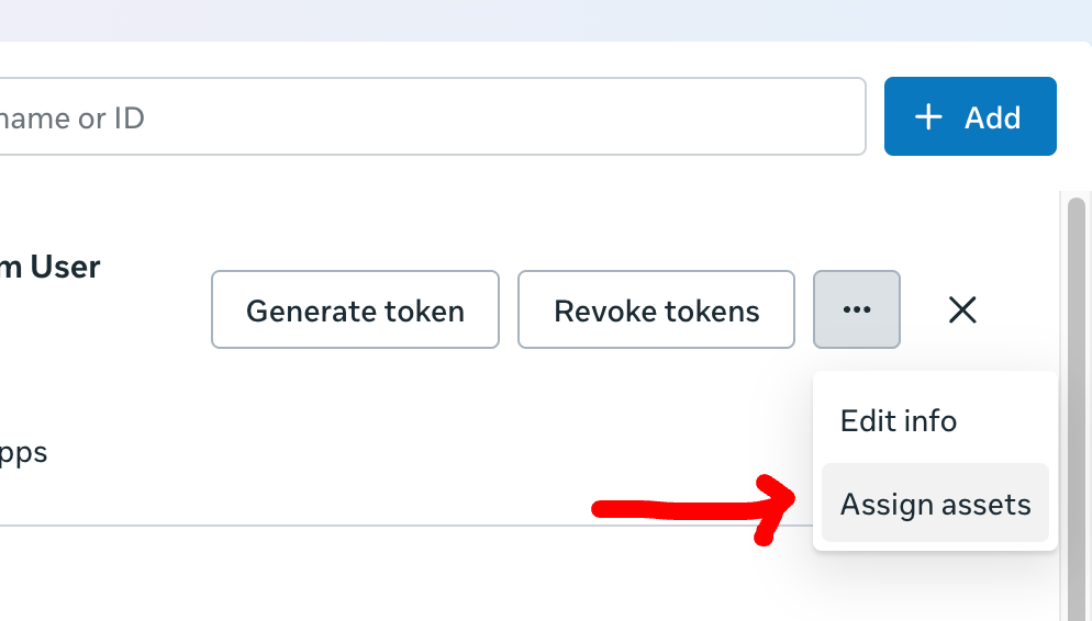 Three-dot menu showing Assign assets option